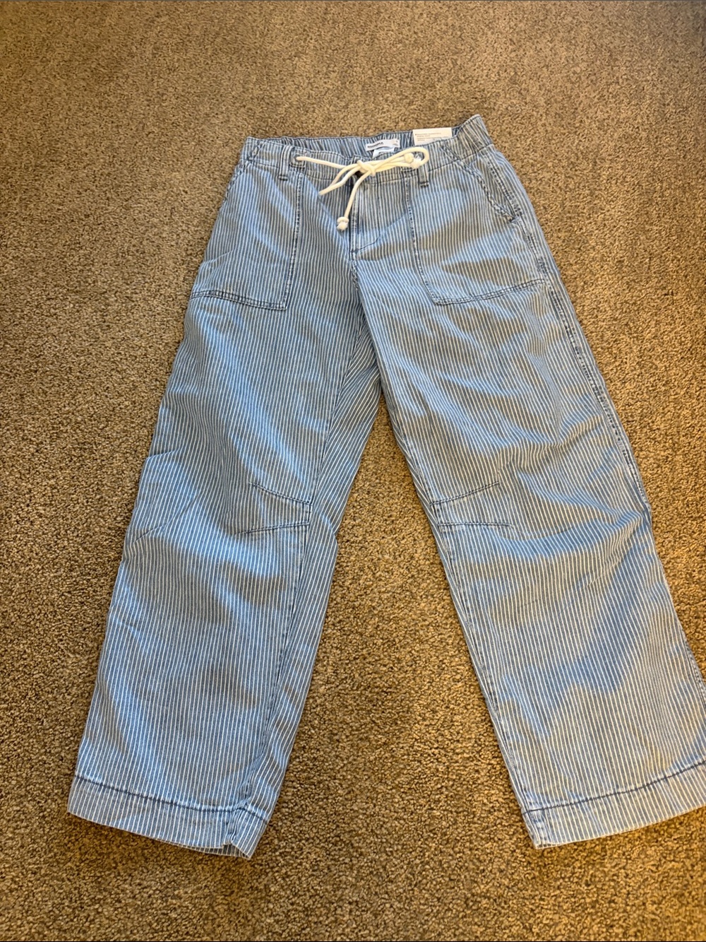 Sonoma Striped Blue & White Barrel  mid-rise Pants